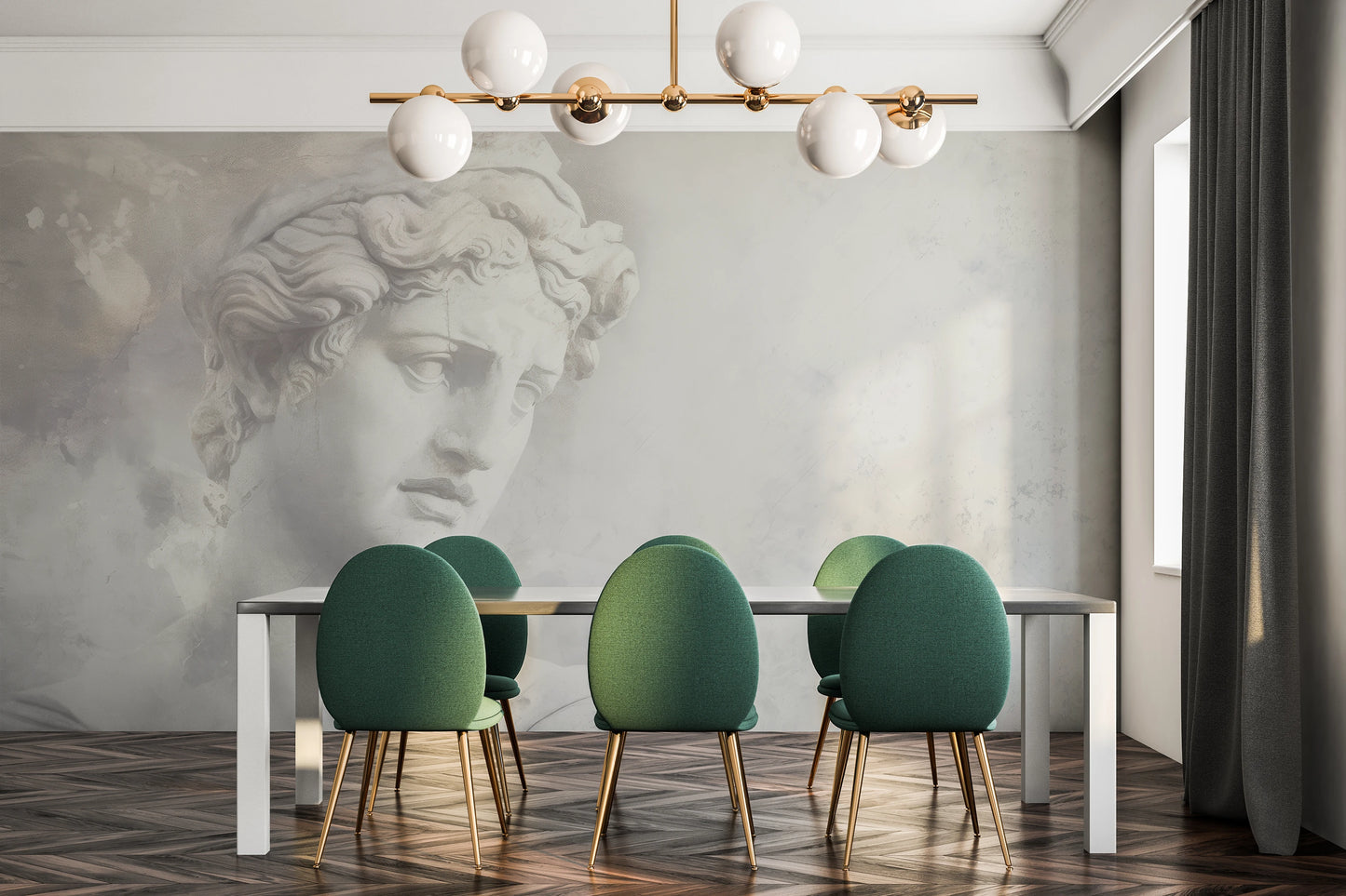 Wzór fototapety o nazwie Athena's Wisdom pokazanej w kontekście pomieszczenia.