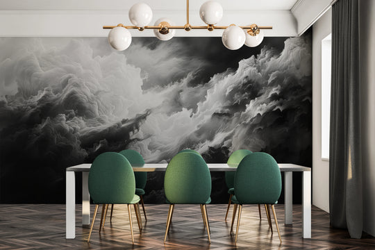 Wzór fototapety artystycznej o nazwie Luminous Chaos pokazanej w aranżacji wnętrza.