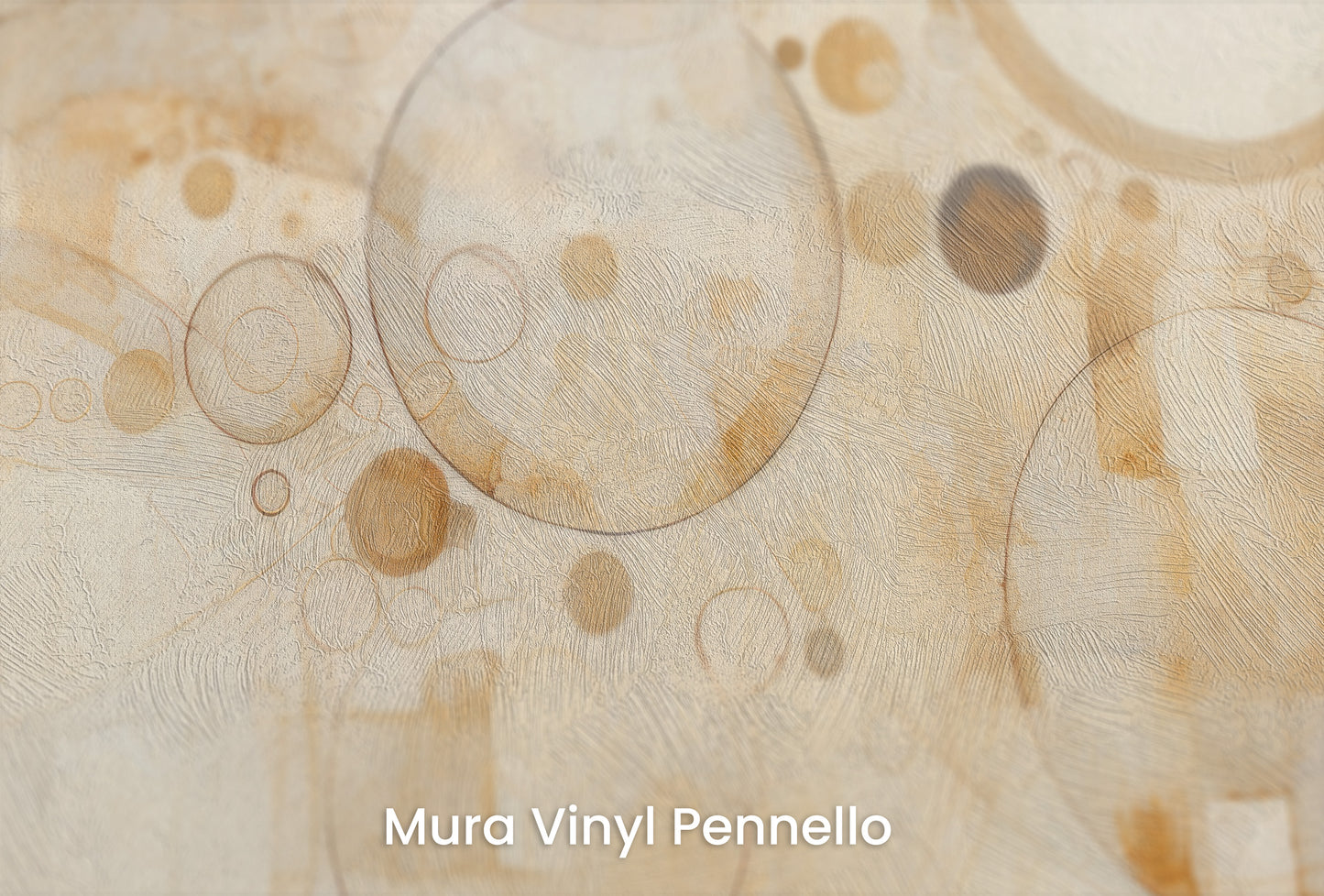 Zbliżenie na artystyczną fototapetę o nazwie CIRCULAR WHISPERS na podłożu Mura Vinyl Pennello - faktura pociągnięć pędzla malarskiego.