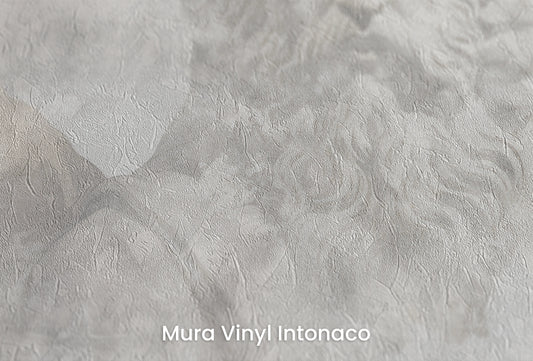 Zbliżenie na artystyczną fototapetę o nazwie Zeus's Introspection na podłożu Mura Vinyl Intonaco - struktura tartego tynku.