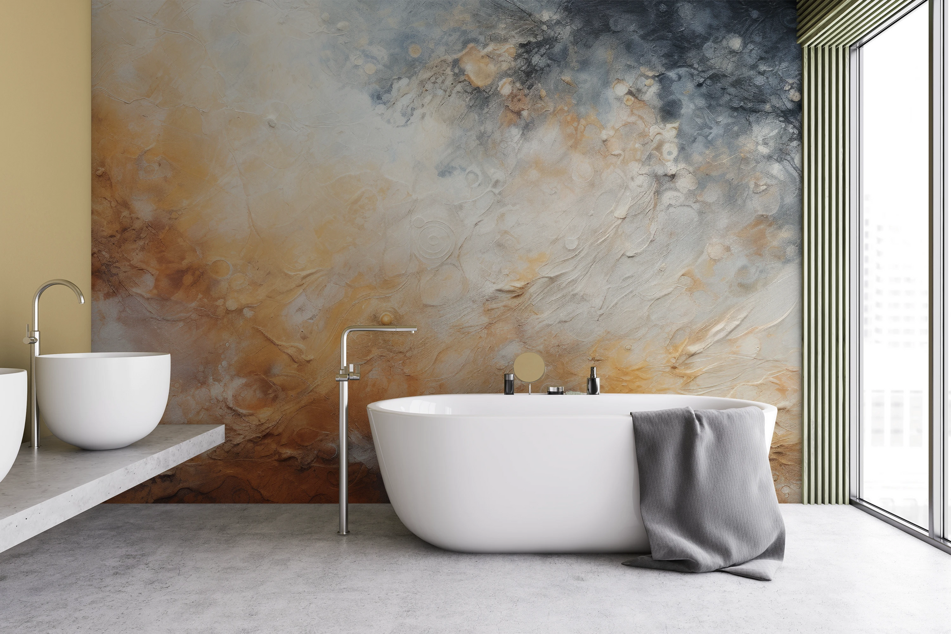 Zdjęcie prezentuje aranżację wnętrza z użyciem fototapety o nazwie Lunar Eclipse pokazanej w aranżacji wnętrza.