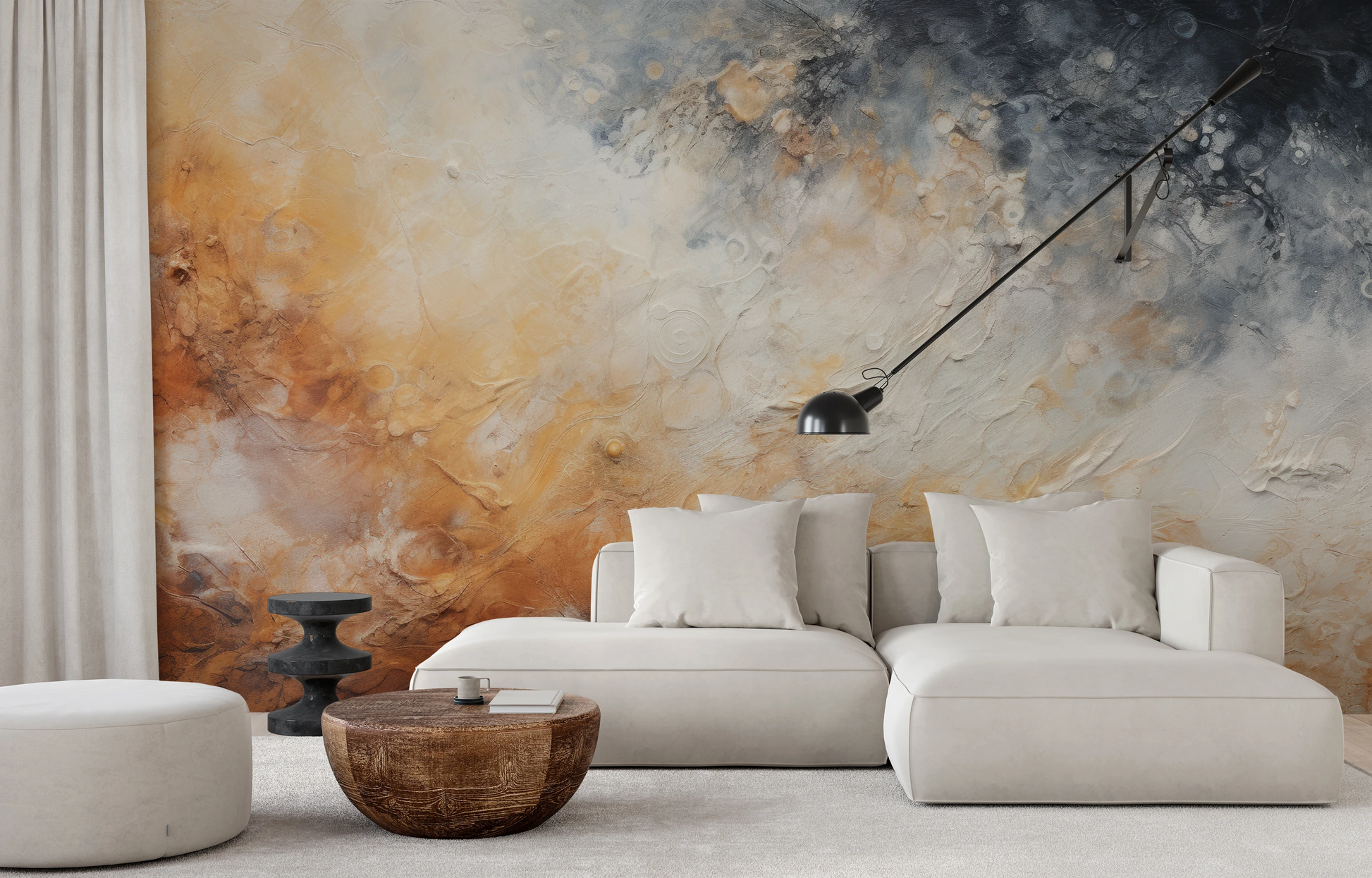 Wzór fototapety malowanej o nazwie Lunar Eclipse pokazanej w aranżacji wnętrza.