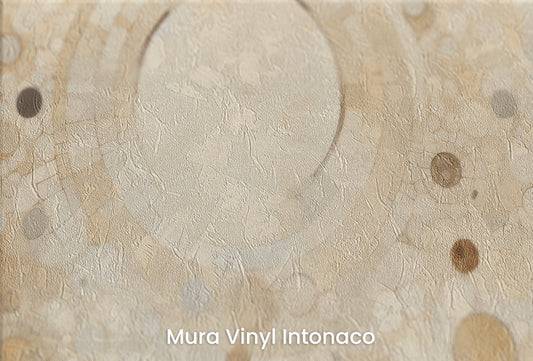Zbliżenie na artystyczną fototapetę o nazwie HARMONY CIRCLES na podłożu Mura Vinyl Intonaco - struktura tartego tynku.