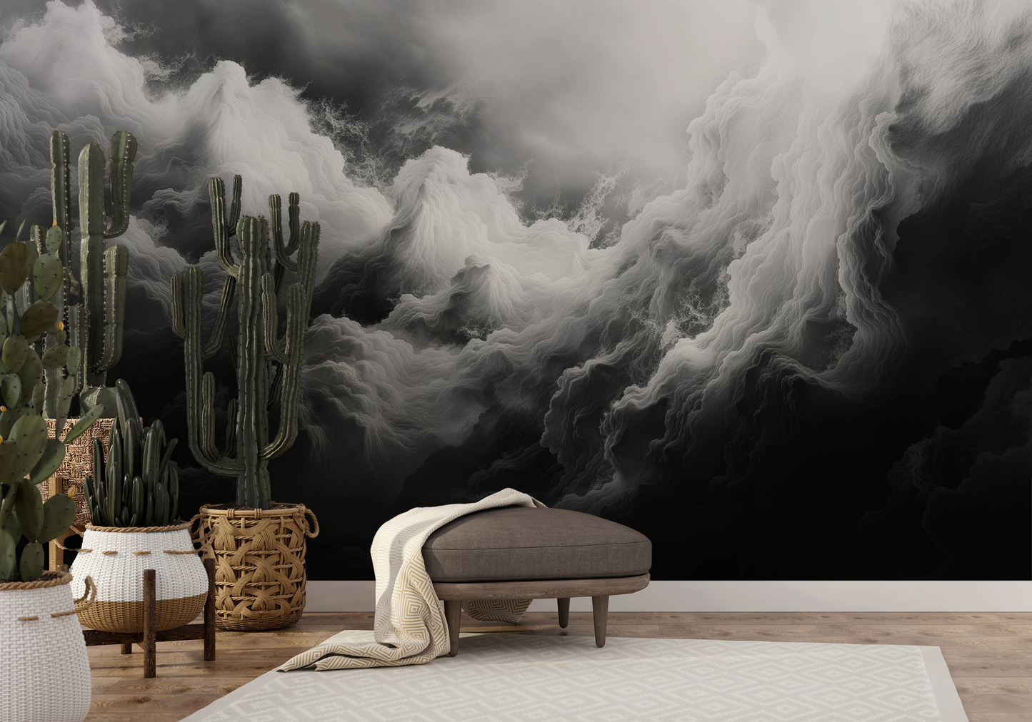 Wzór fototapety o nazwie Ethereal Stratus pokazanej w kontekście pomieszczenia.