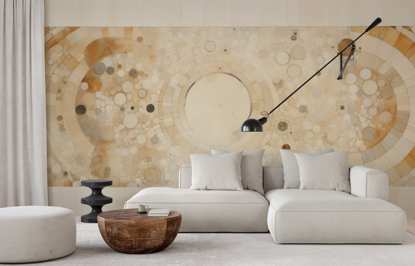 Fototapeta artystyczna o nazwie HARMONY CIRCLES pokazana w aranżacji wnętrza.