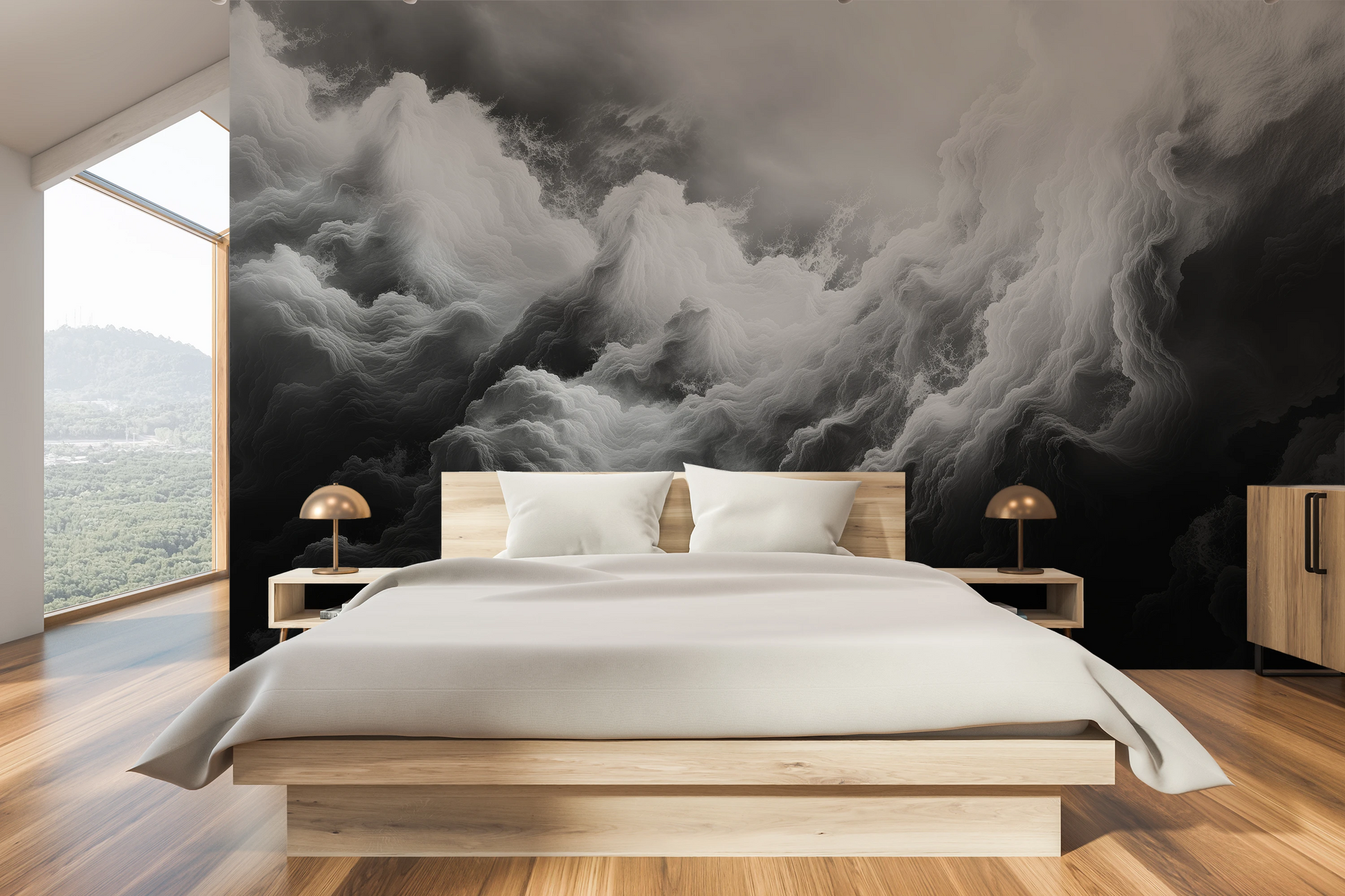 Fototapeta artystyczna o nazwie Ethereal Stratus pokazana w aranżacji wnętrza.