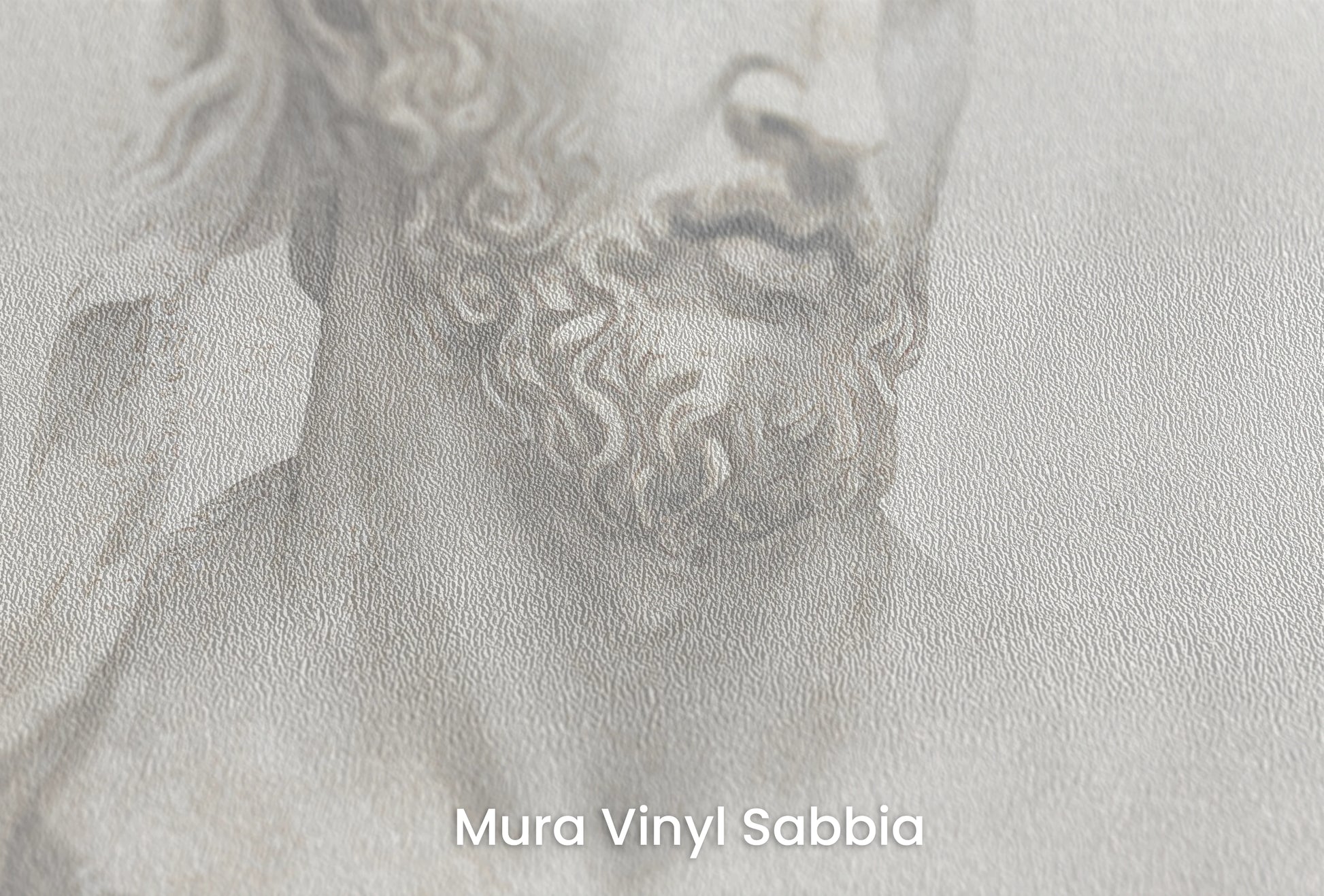 Zbliżenie na artystyczną fototapetę o nazwie Hera's Gaze na podłożu Mura Vinyl Sabbia struktura grubego ziarna piasku.