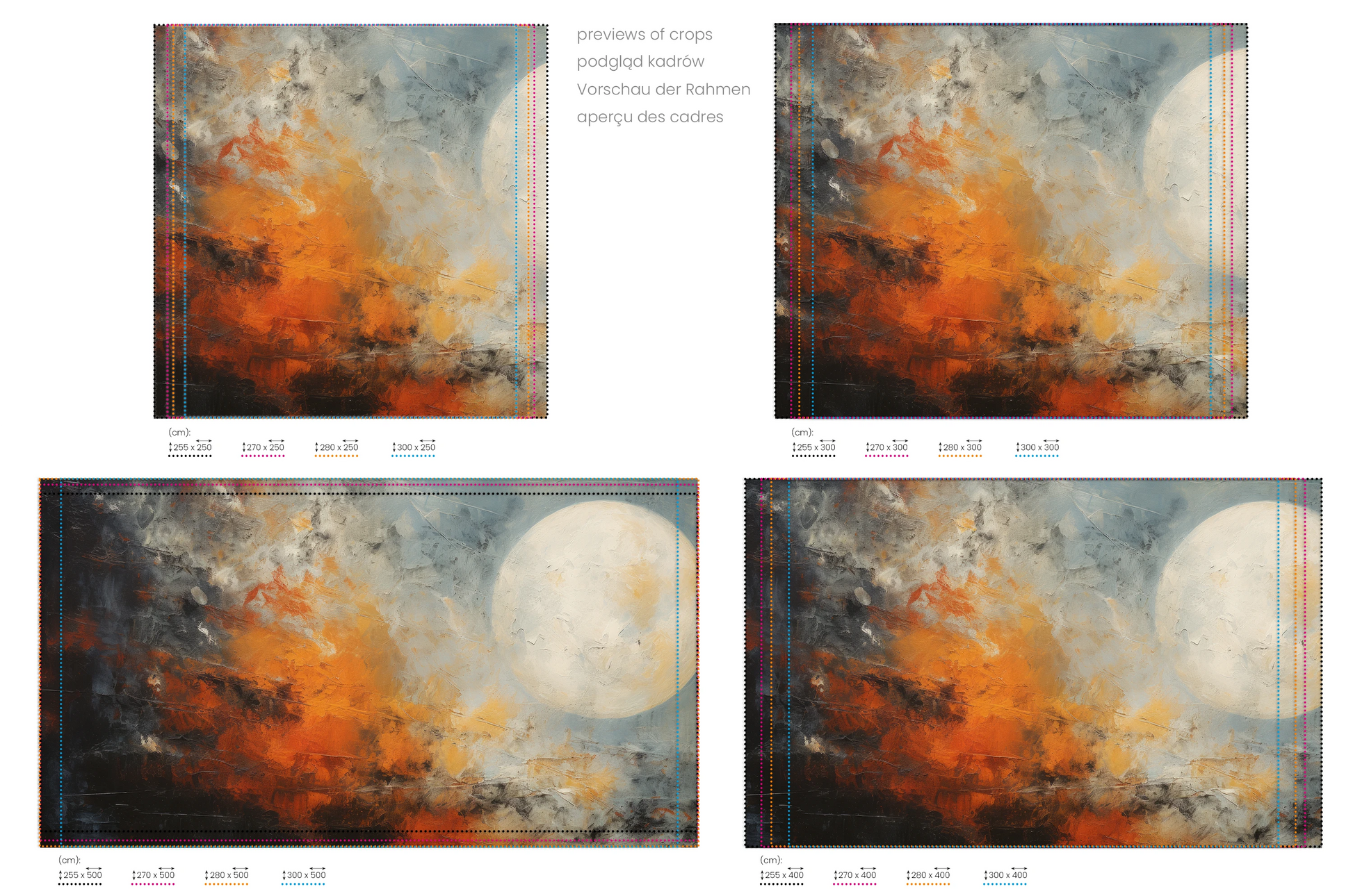 Na obrazie znajduje się prezentacja przykładowych rozmiarów fototapety o nazwie Mars' Horizon. Rozmiar fototapety jest dowolny.