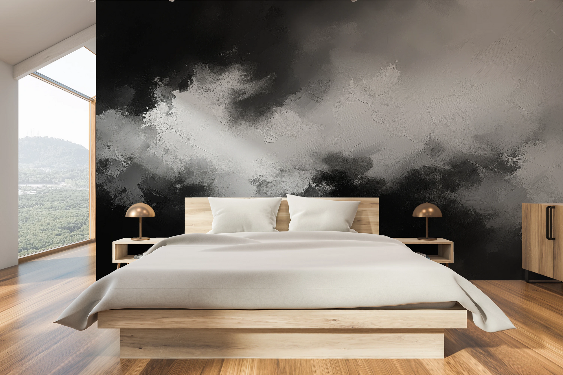 Wzór fototapety o nazwie Silver Lining pokazanej w kontekście pomieszczenia.