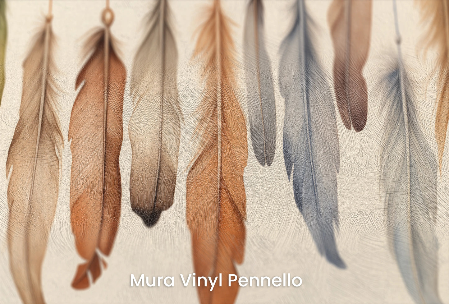 Zbliżenie na artystyczną fototapetę o nazwie Serene Cascade na podłożu Mura Vinyl Pennello - faktura pociągnięć pędzla malarskiego.