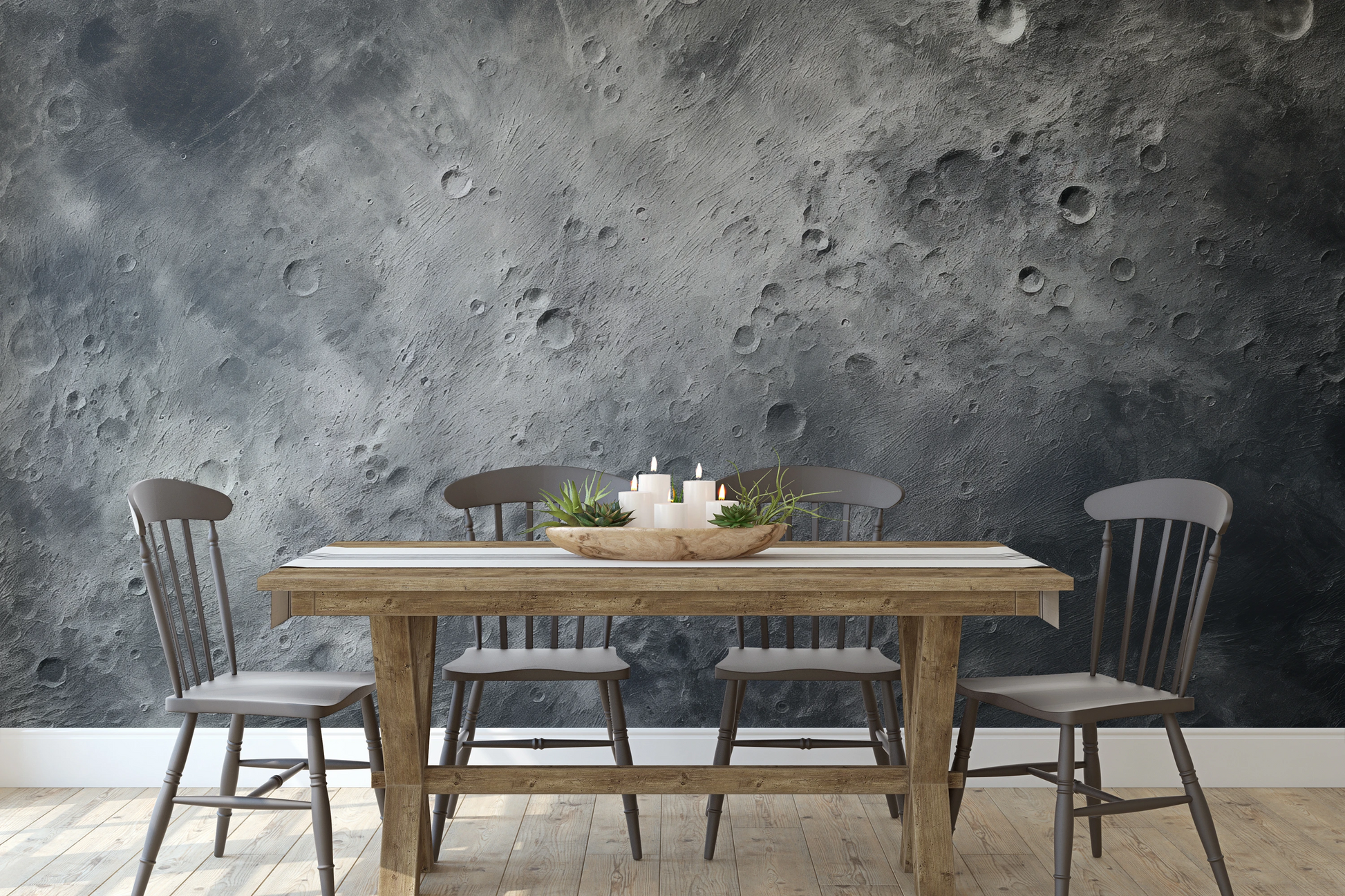 Fototapeta artystyczna o nazwie Cosmic Blush pokazana w aranżacji wnętrza.