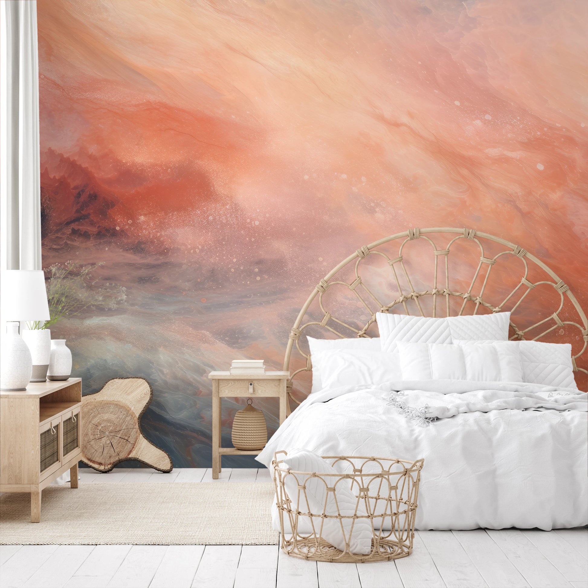 Wzór fototapety o nazwie Monolith's Shadow pokazanej w kontekście pomieszczenia.