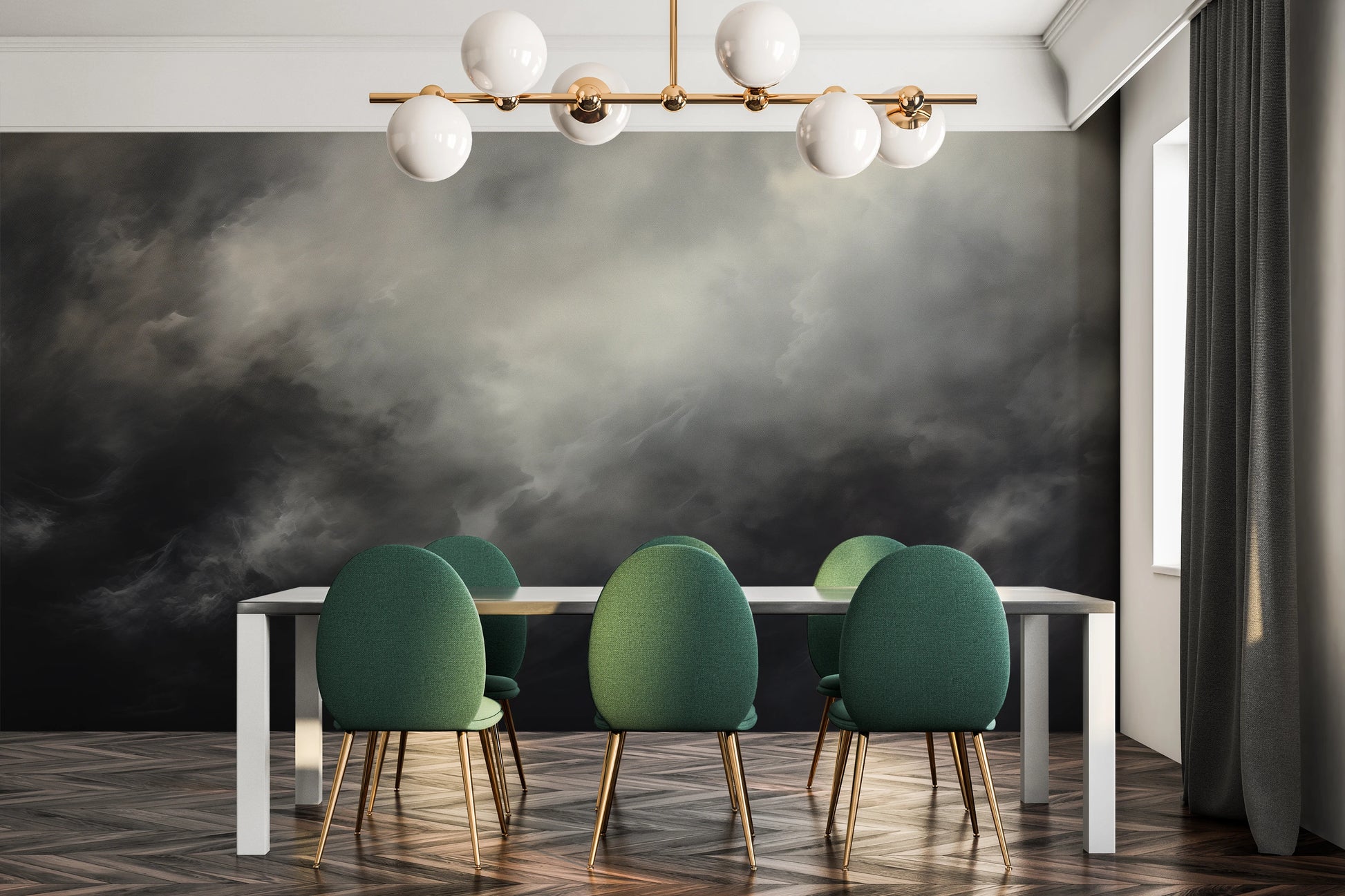 Wzór fototapety o nazwie Silver Storm pokazanej w kontekście pomieszczenia.