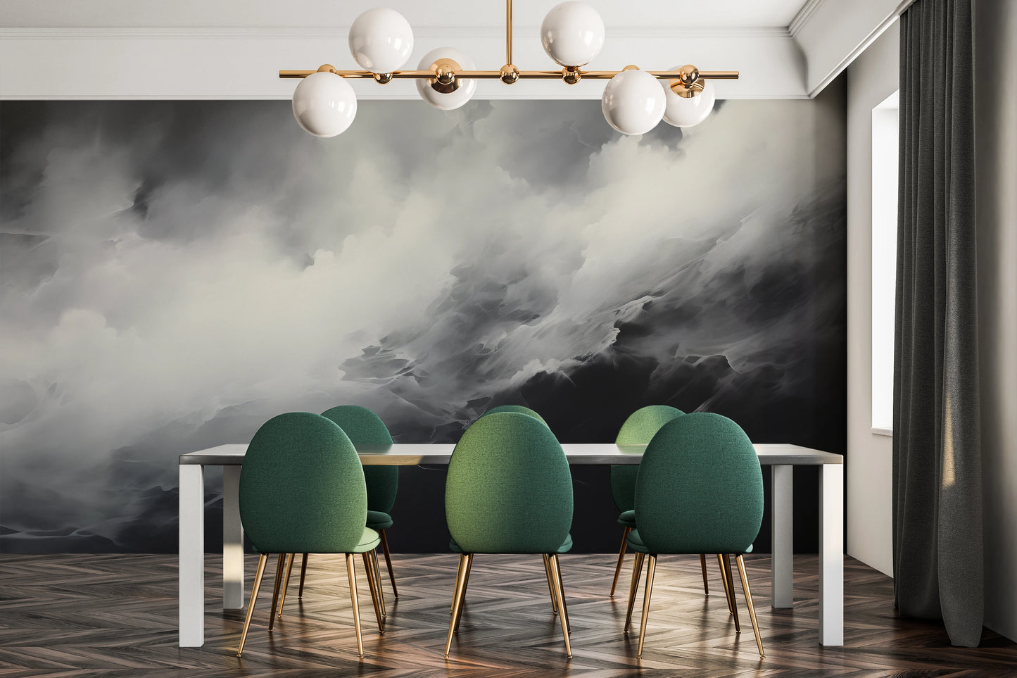 Wzór fototapety artystycznej o nazwie Shadowplay pokazanej w aranżacji wnętrza.