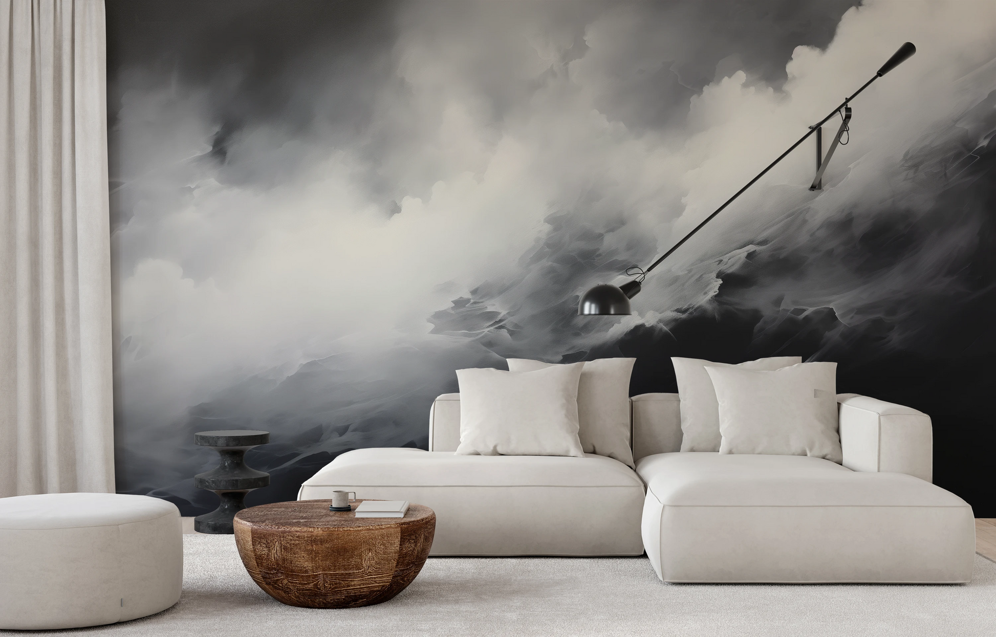 Wzór fototapety o nazwie Shadowplay pokazanej w kontekście pomieszczenia.