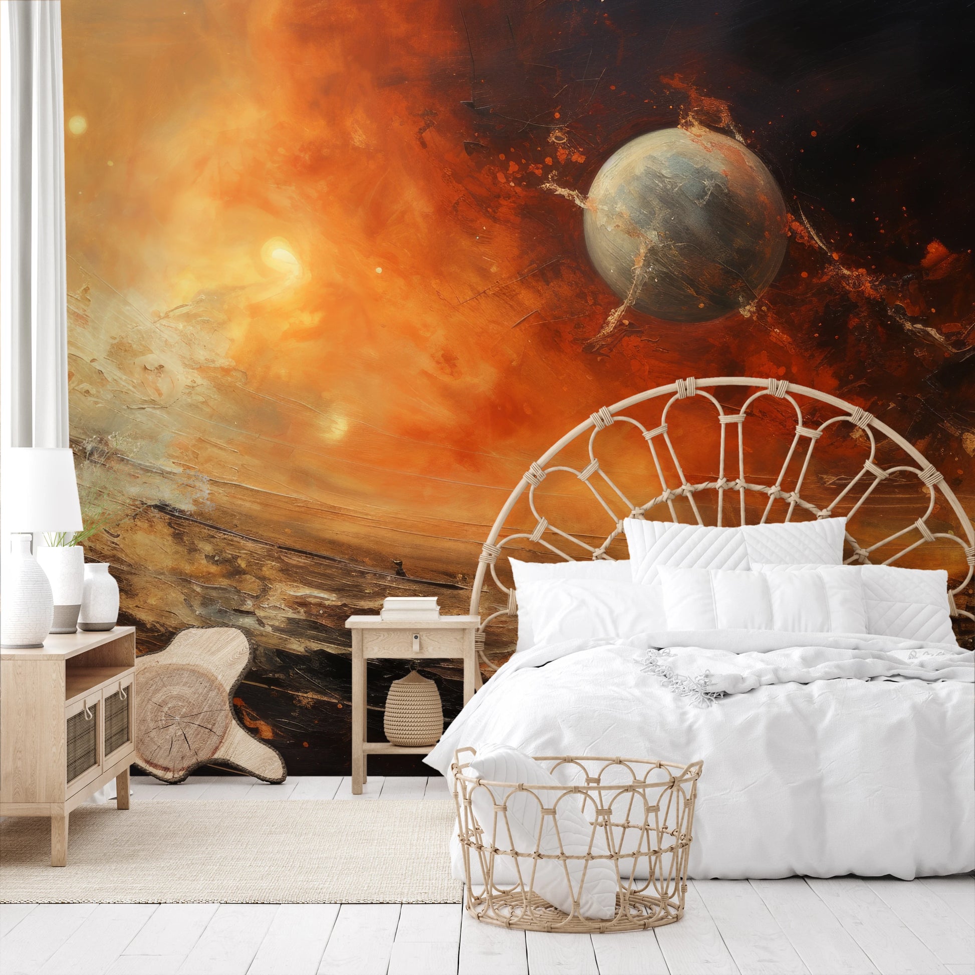 Wzór fototapety o nazwie Celestial Journey pokazanej w kontekście pomieszczenia.