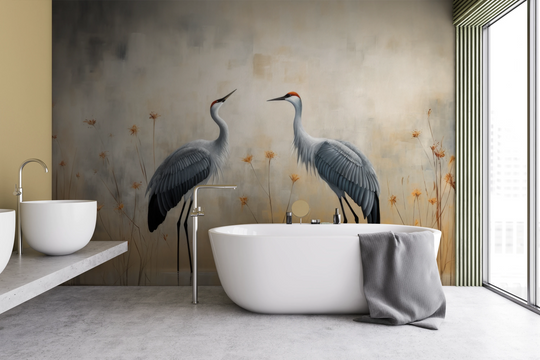 Wzór fototapety artystycznej o nazwie Tranquil Unity pokazanej w aranżacji wnętrza.