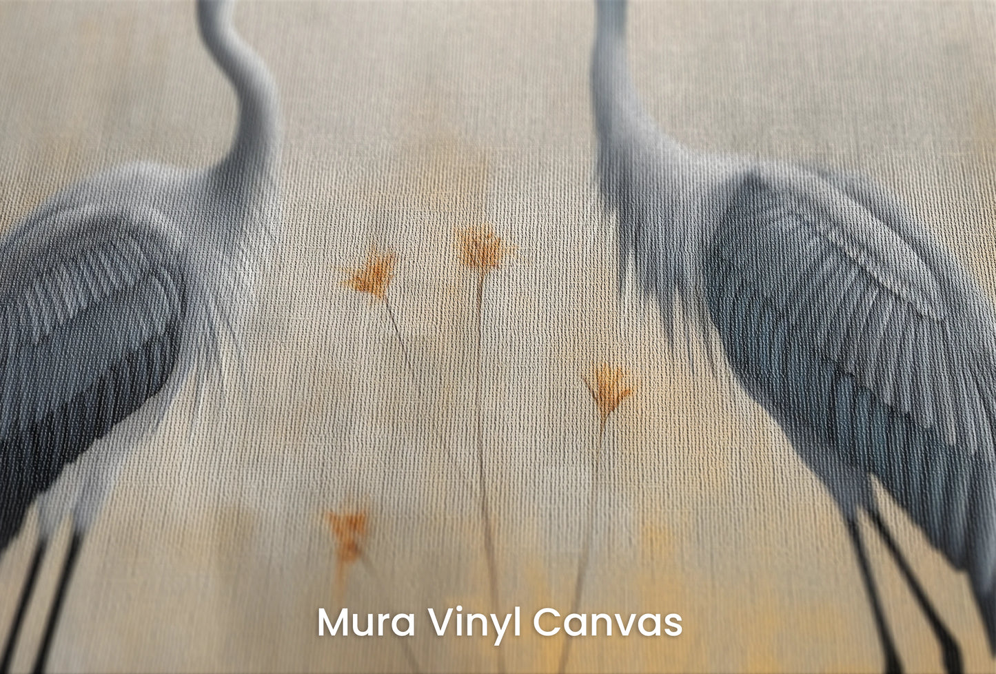 Zbliżenie na artystyczną fototapetę o nazwie Tranquil Unity na podłożu Mura Vinyl Canvas - faktura naturalnego płótna.
