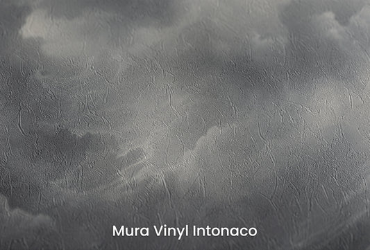 Zbliżenie na artystyczną fototapetę o nazwie Impending Gale na podłożu Mura Vinyl Intonaco - struktura tartego tynku.