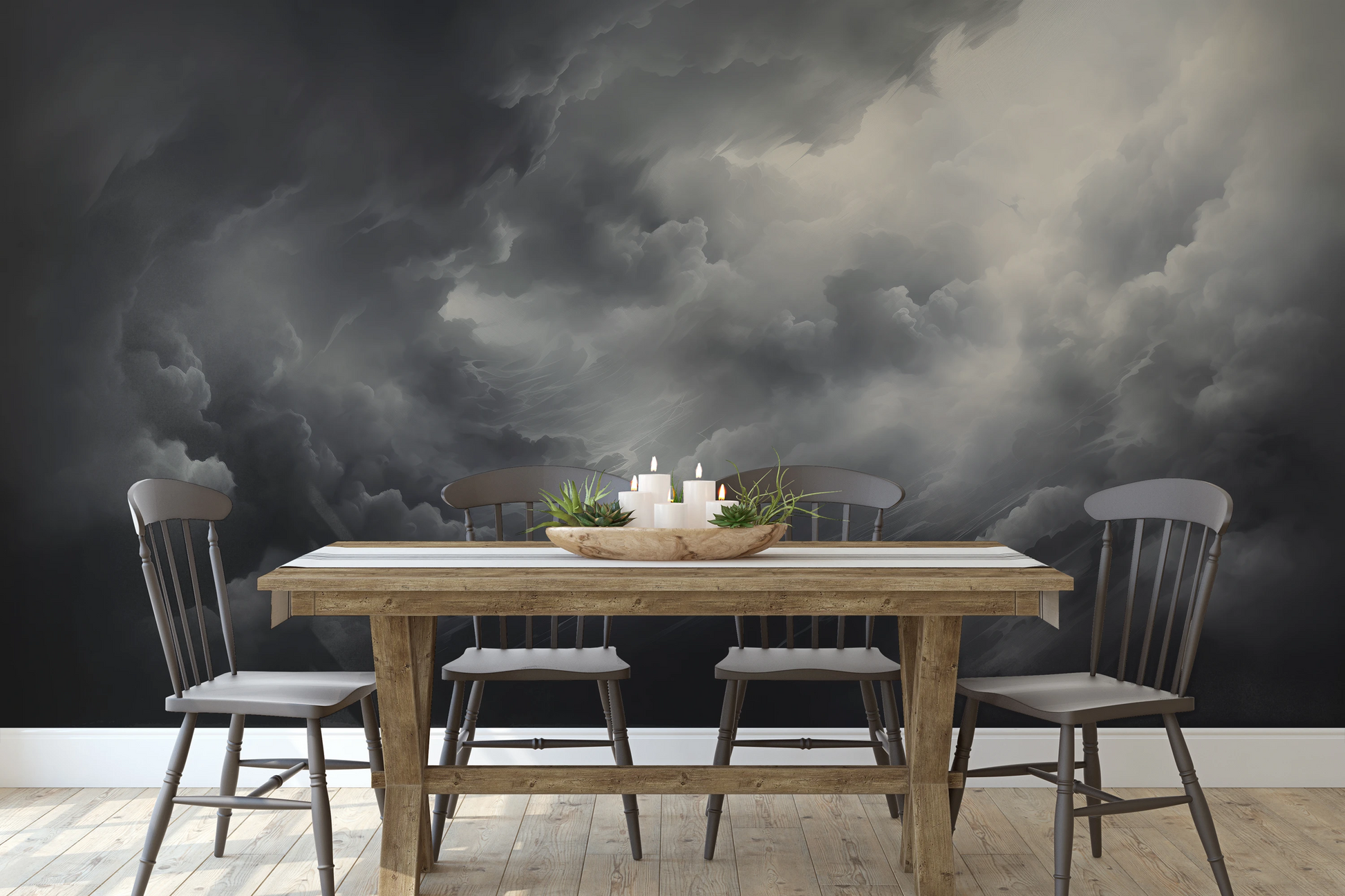 Fototapeta artystyczna o nazwie Impending Gale pokazana w aranżacji wnętrza.