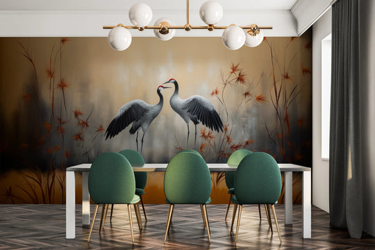 Wzór fototapety artystycznej o nazwie Gentle Embrace pokazanej w aranżacji wnętrza.