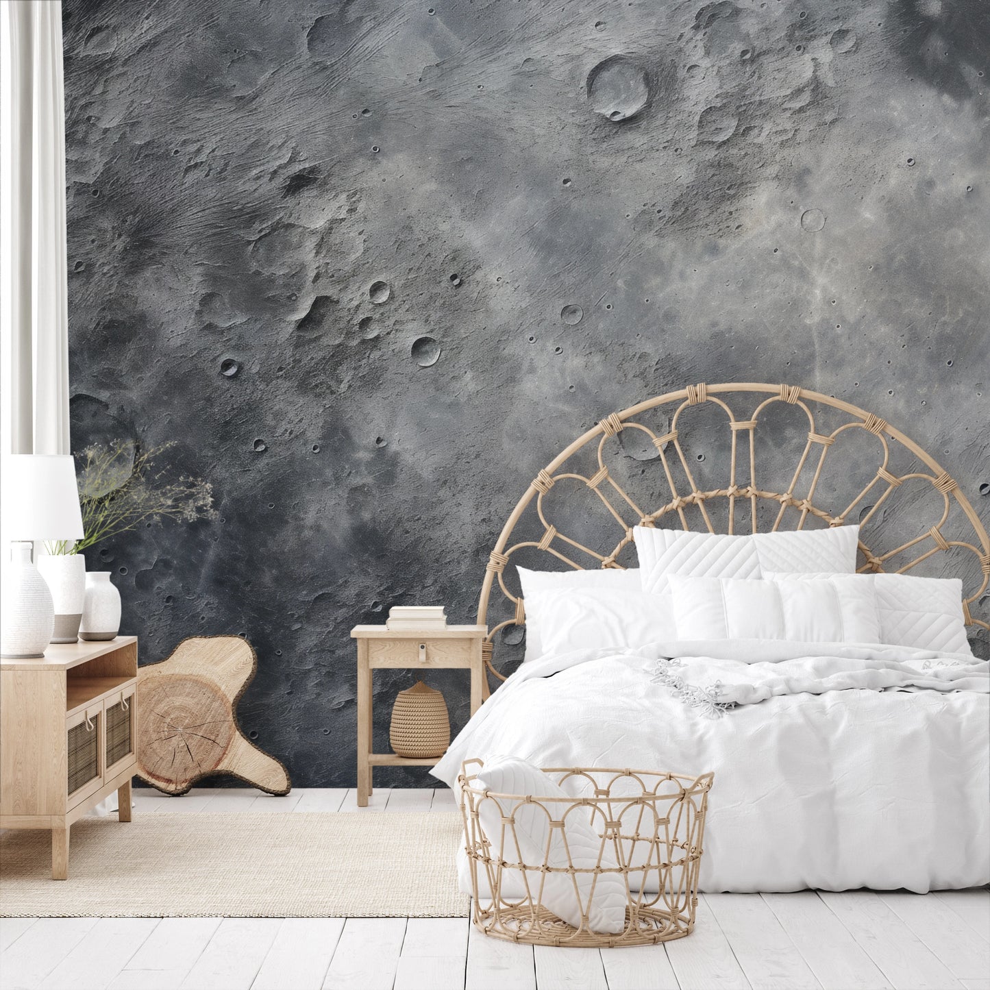 Fototapeta artystyczna o nazwie Cosmic Dawn pokazana w aranżacji wnętrza.