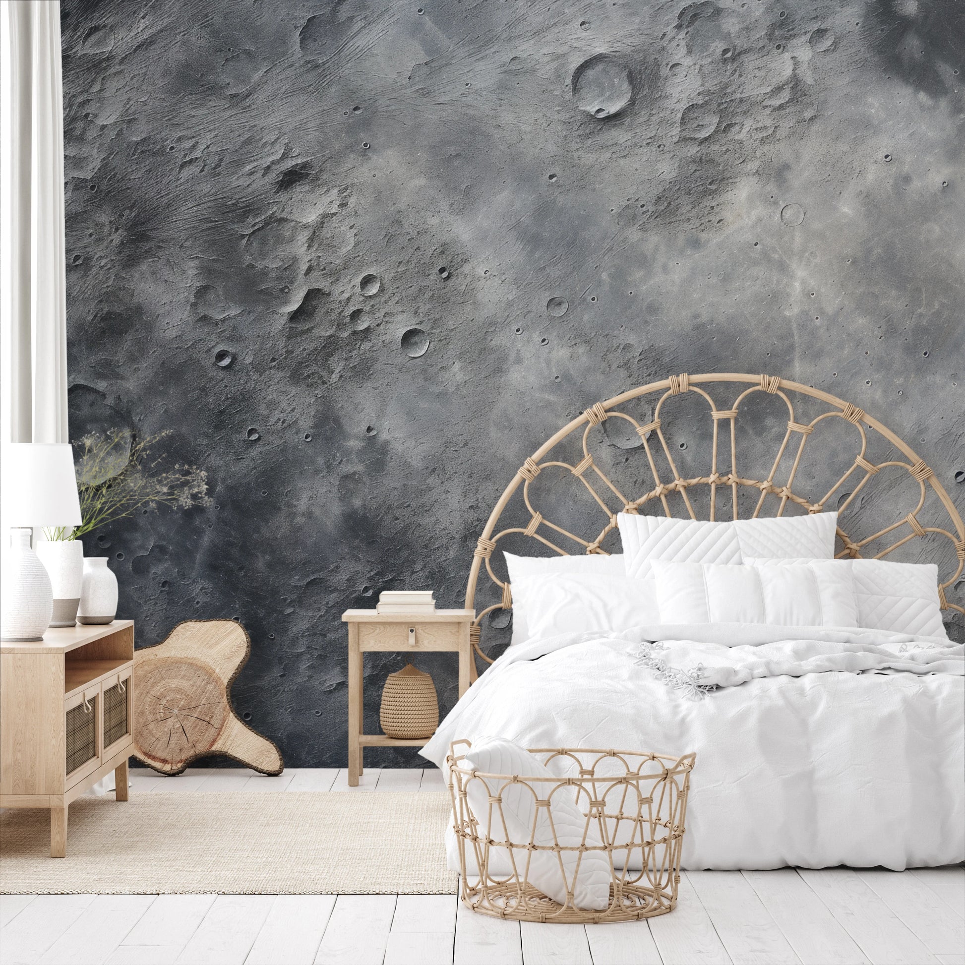 Fototapeta artystyczna o nazwie Cosmic Dawn pokazana w aranżacji wnętrza.