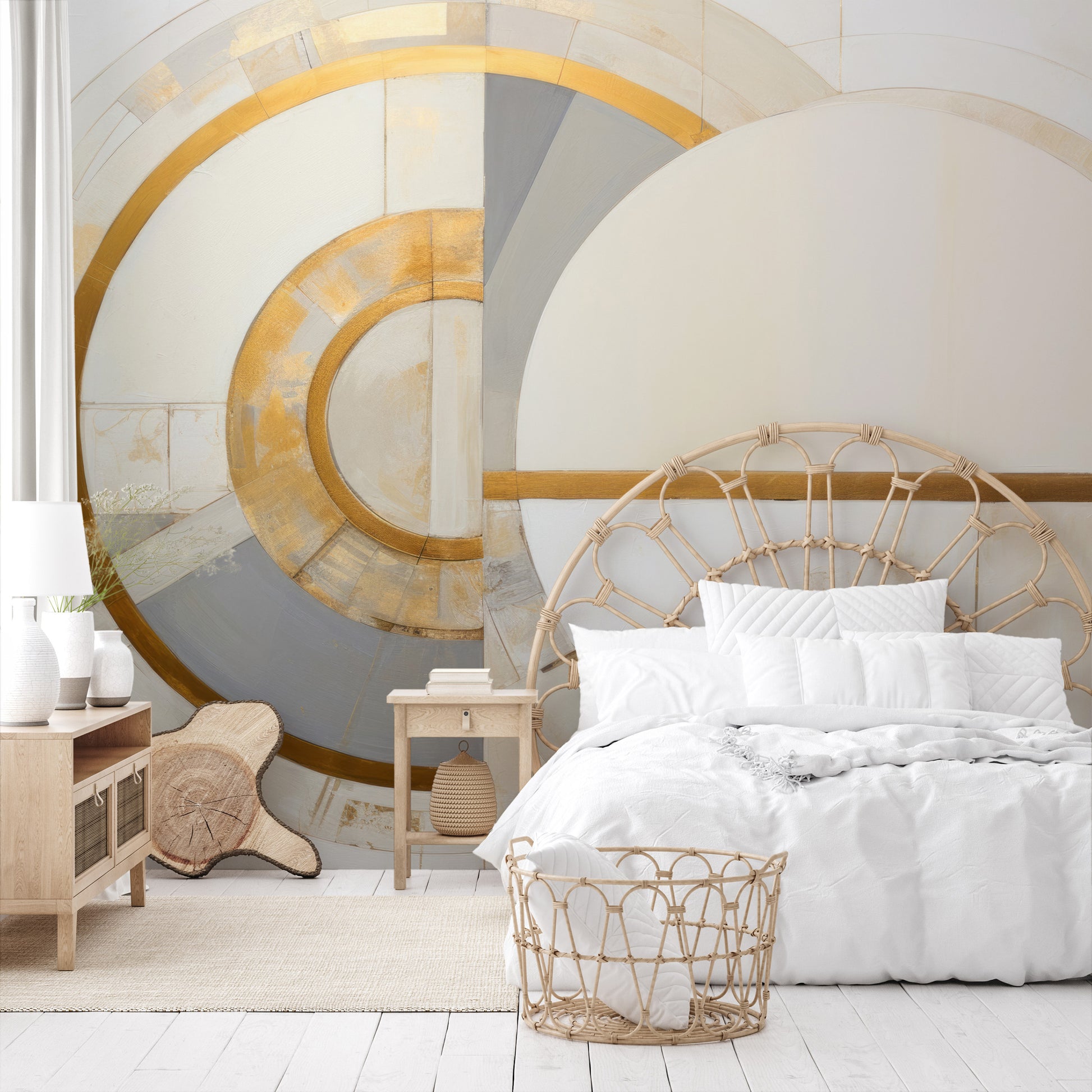 Fototapeta artystyczna o nazwie GOLDEN SEGMENT SYMMETRY pokazana w aranżacji wnętrza.