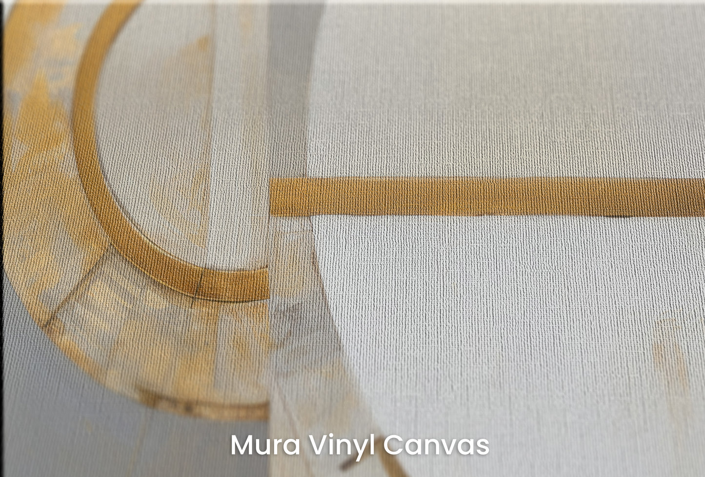 Zbliżenie na artystyczną fototapetę o nazwie GOLDEN SEGMENT SYMMETRY na podłożu Mura Vinyl Canvas - faktura naturalnego płótna.