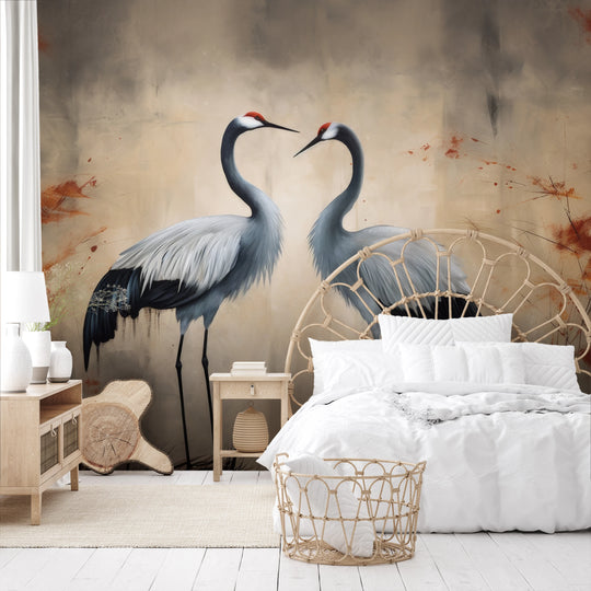 Wzór fototapety artystycznej o nazwie Crimson Touch pokazanej w aranżacji wnętrza.