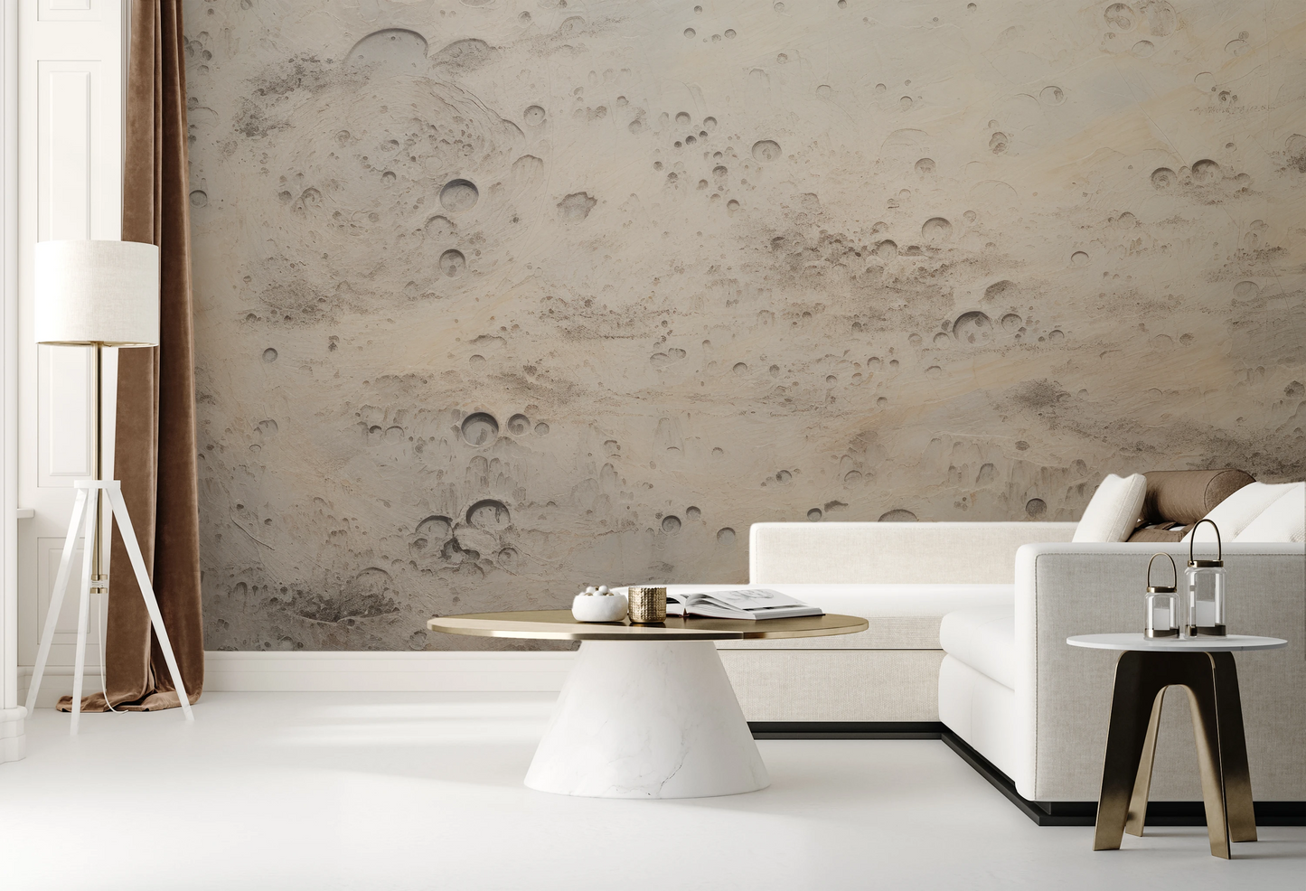 Fototapeta malowana o nazwie Beige Moon pokazana w aranżacji wnętrza.