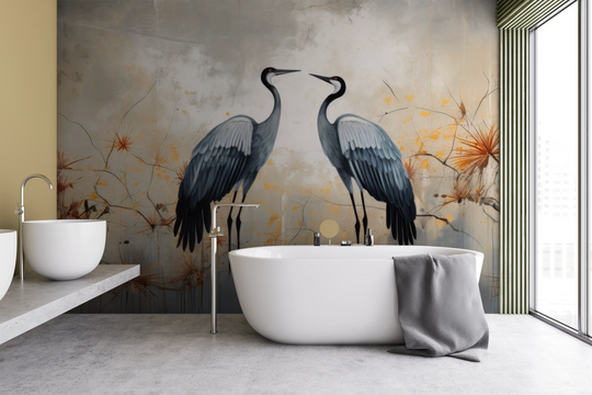 Wzór fototapety artystycznej o nazwie Eternal Partners pokazanej w aranżacji wnętrza.