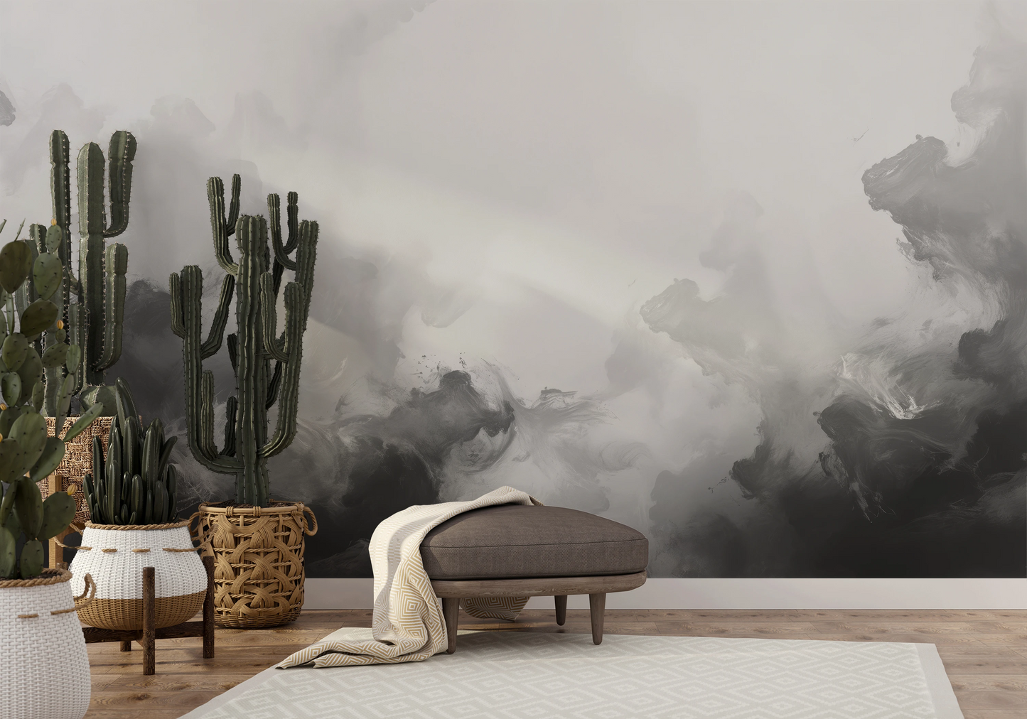 Fototapeta malowana o nazwie Muted Turmoil pokazana w aranżacji wnętrza.