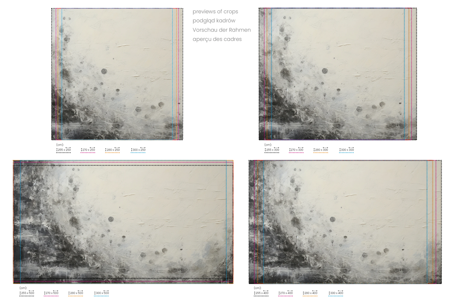 Na obrazie znajduje się prezentacja przykładowych rozmiarów fototapety o nazwie Uranian Chill. Rozmiar fototapety jest dowolny.