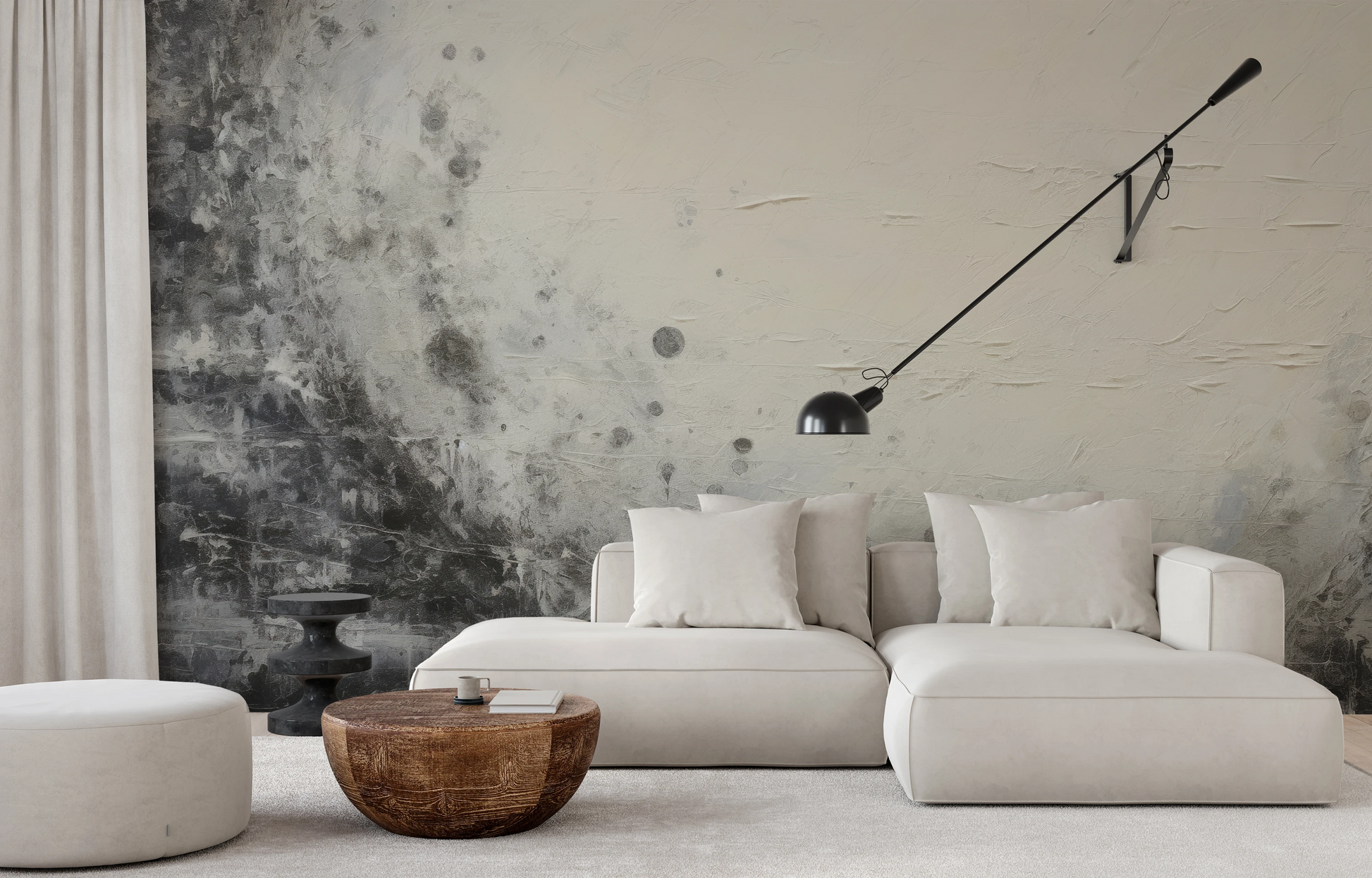 Zdjęcie prezentuje aranżację wnętrza z użyciem fototapety o nazwie Uranian Chill pokazanej w aranżacji wnętrza.