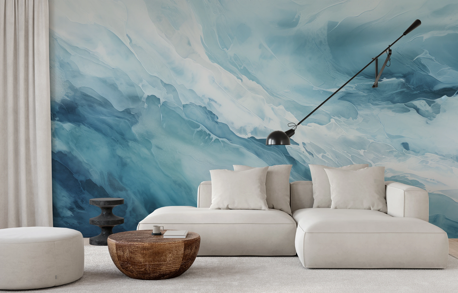 Wzór fototapety artystycznej o nazwie Solar Flare pokazanej w aranżacji wnętrza.