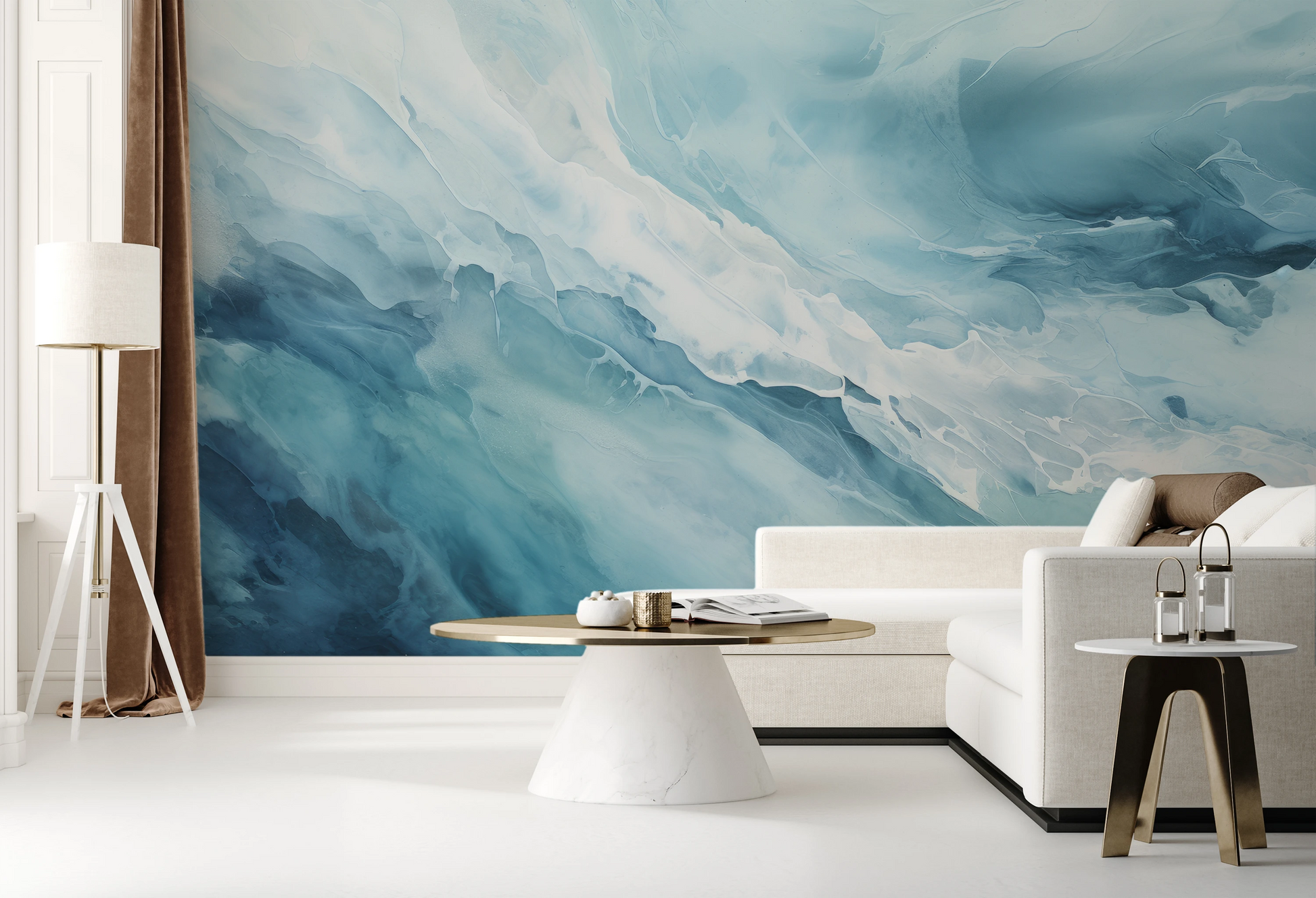 Zdjęcie prezentuje aranżację wnętrza z użyciem fototapety o nazwie Solar Flare pokazanej w aranżacji wnętrza.