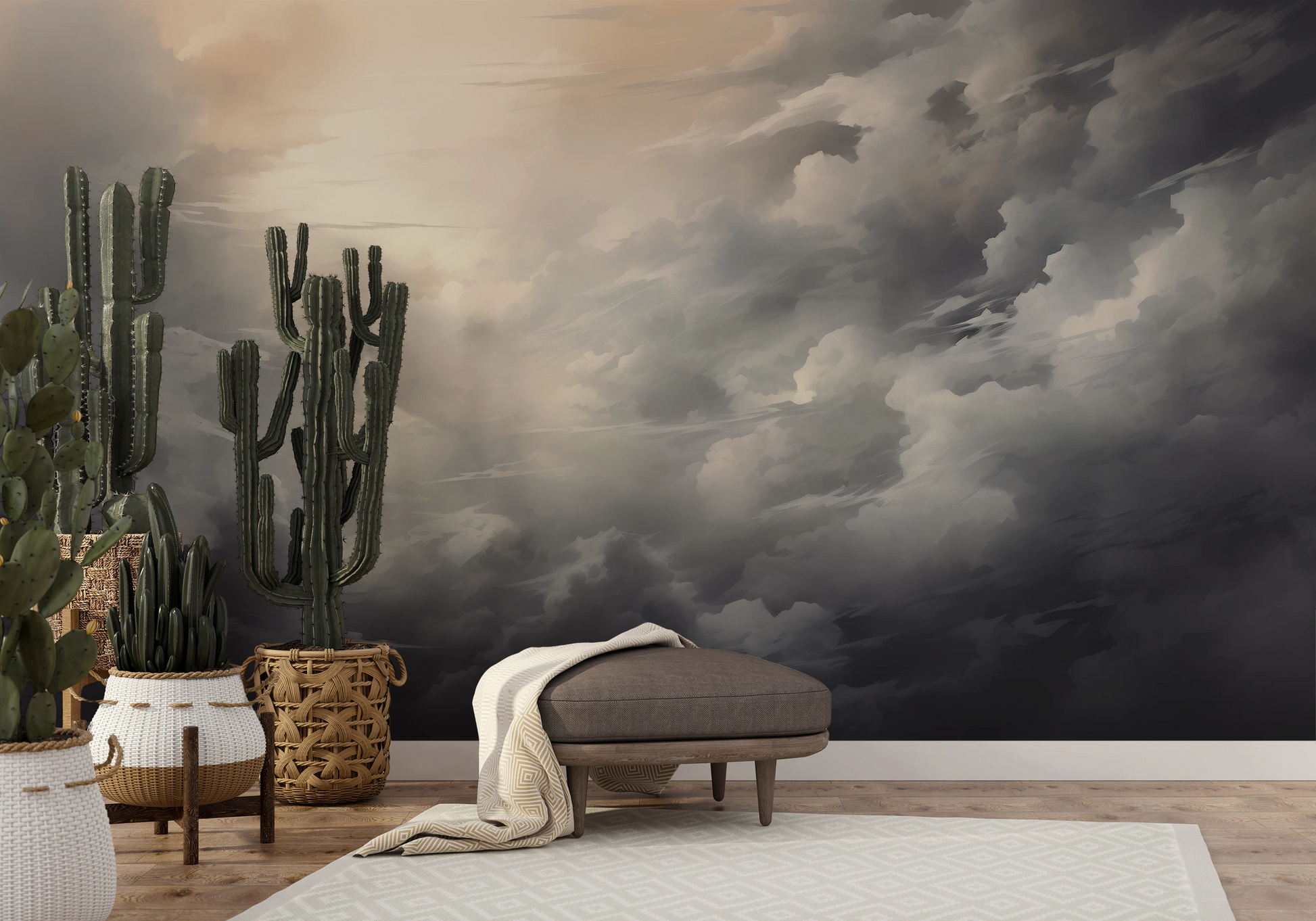 Fototapeta malowana o nazwie Light Amidst Shadows pokazana w aranżacji wnętrza.