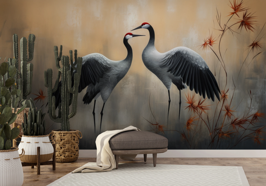 Wzór fototapety artystycznej o nazwie Quiet Reflection pokazanej w aranżacji wnętrza.