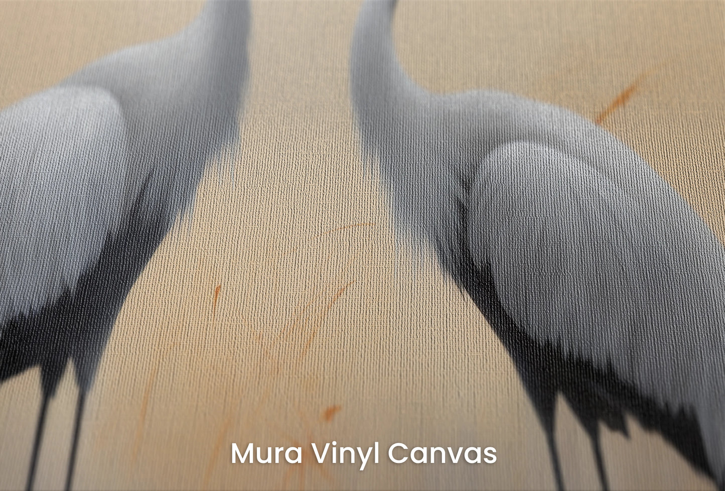 Zbliżenie na artystyczną fototapetę o nazwie Graceful Encounter na podłożu Mura Vinyl Canvas - faktura naturalnego płótna.