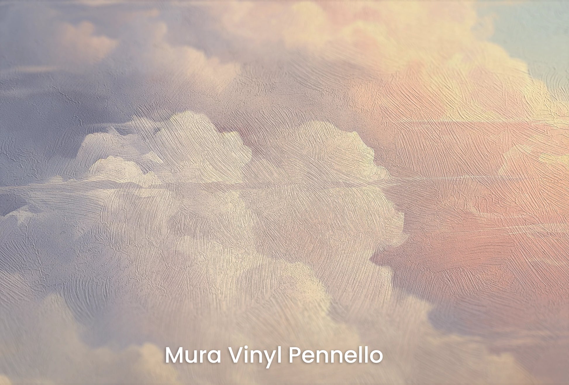 Zbliżenie na artystyczną fototapetę o nazwie Celestial Calm na podłożu Mura Vinyl Pennello - faktura pociągnięć pędzla malarskiego.
