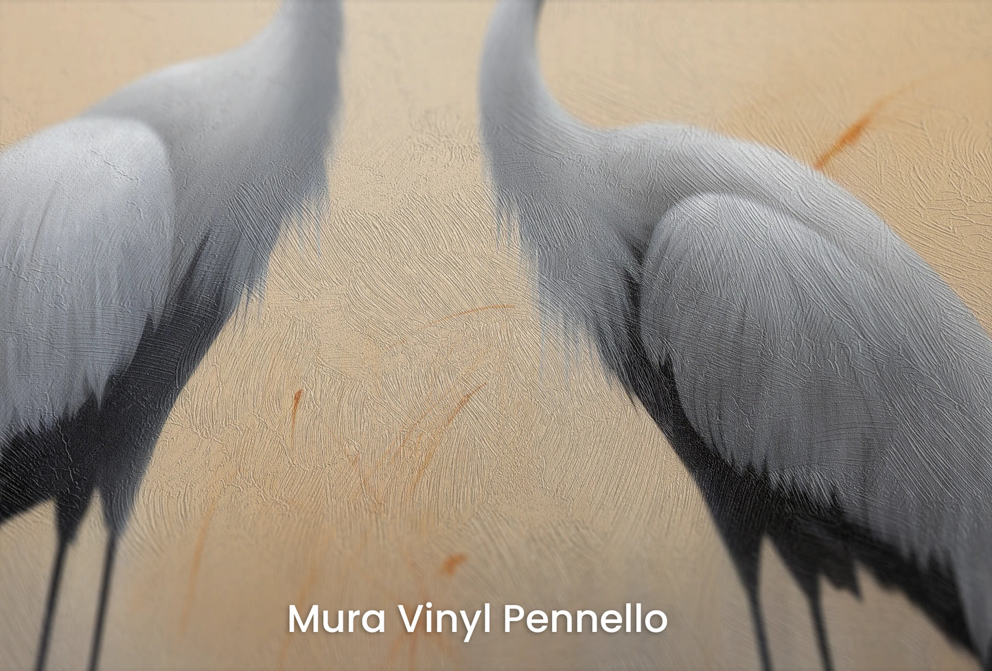 Zbliżenie na artystyczną fototapetę o nazwie Graceful Encounter na podłożu Mura Vinyl Pennello - faktura pociągnięć pędzla malarskiego.
