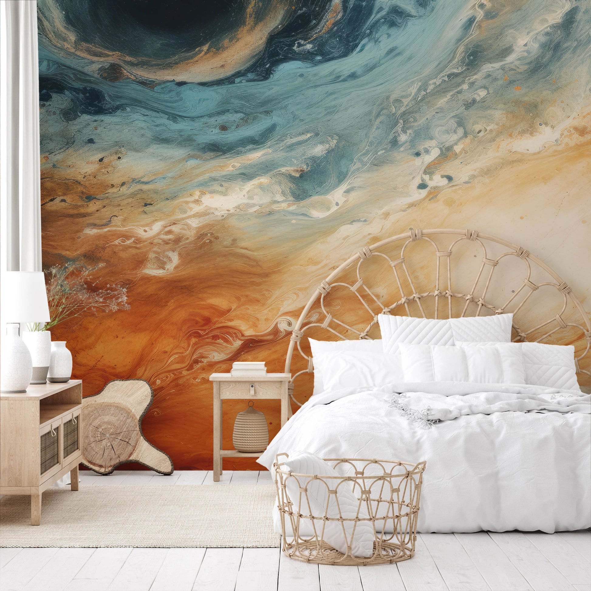 Fototapeta artystyczna o nazwie Jovian Storm pokazana w aranżacji wnętrza.