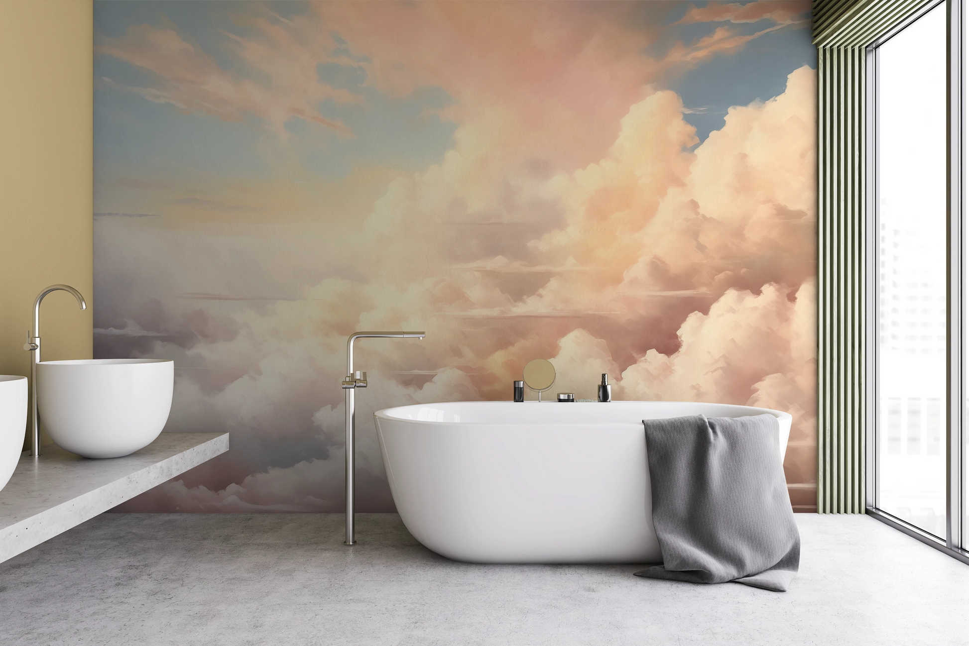 Zdjęcie prezentuje aranżację wnętrza z użyciem fototapety o nazwie Morning's Warmth pokazanej w aranżacji wnętrza.