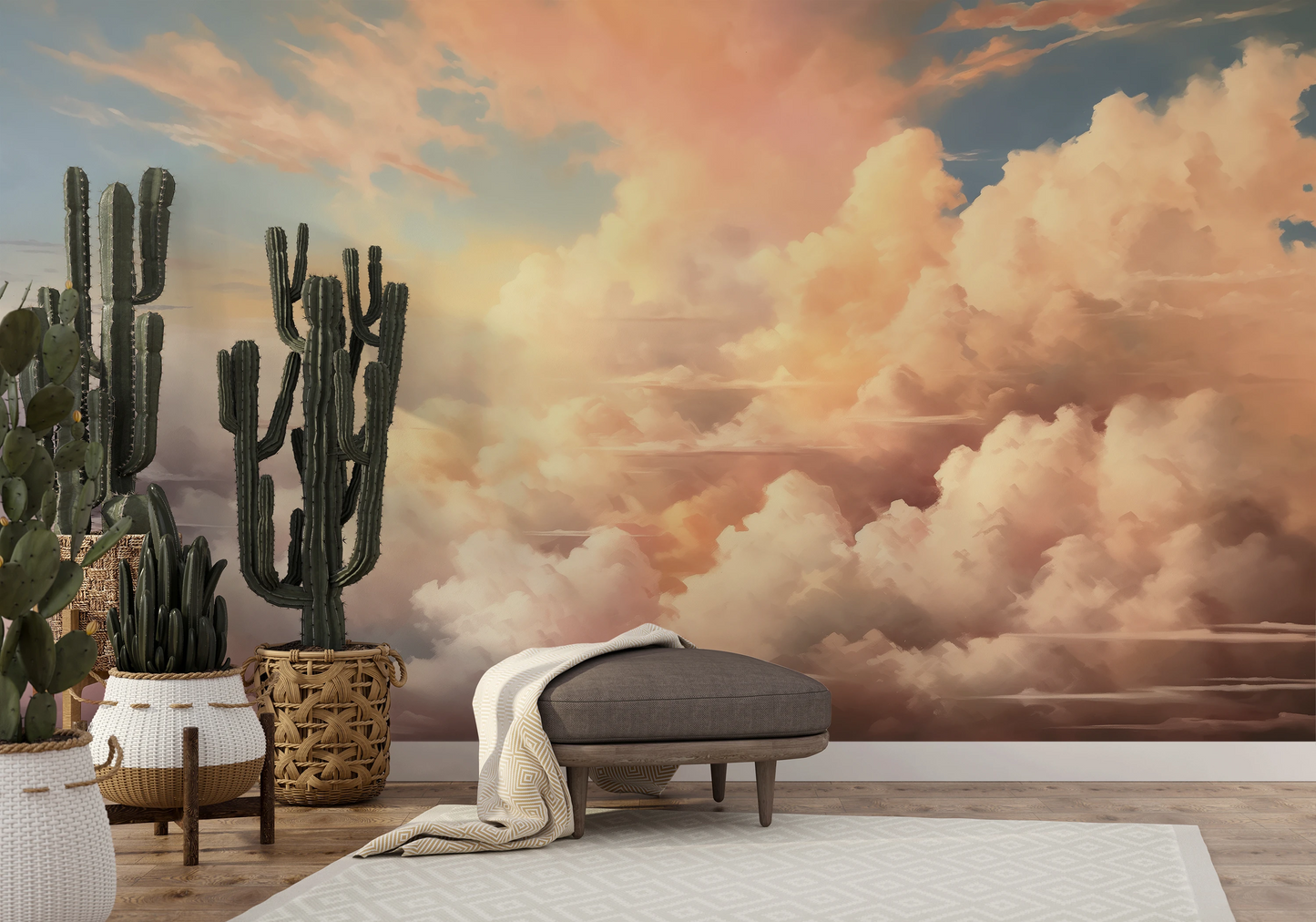 Wzór fototapety artystycznej o nazwie Morning's Warmth pokazanej w aranżacji wnętrza.