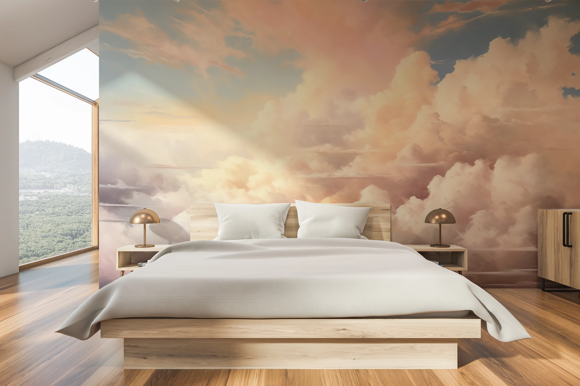 Fototapeta malowana o nazwie Morning's Warmth pokazana w aranżacji wnętrza.