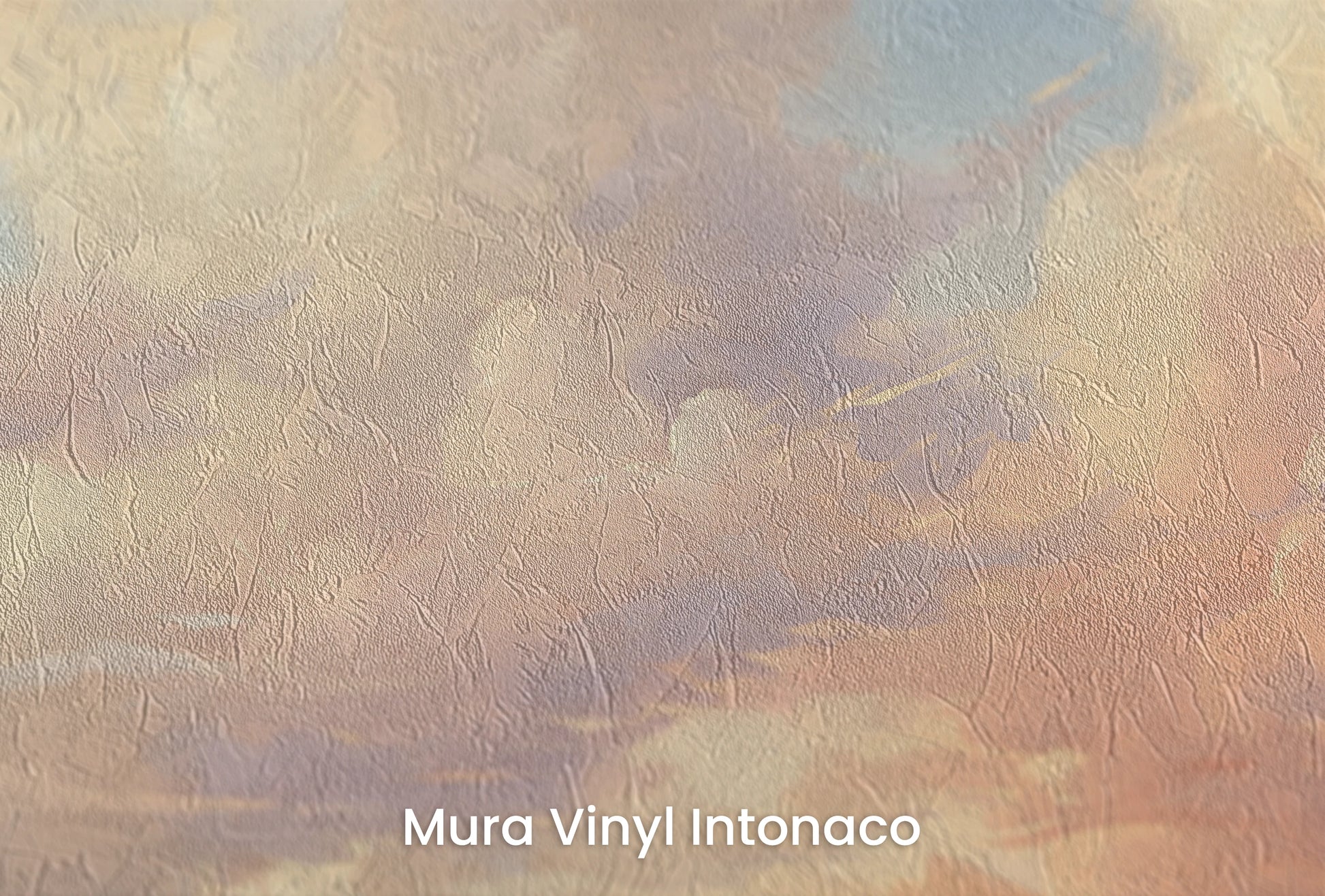 Zbliżenie na artystyczną fototapetę o nazwie Evening Glow na podłożu Mura Vinyl Intonaco - struktura tartego tynku.