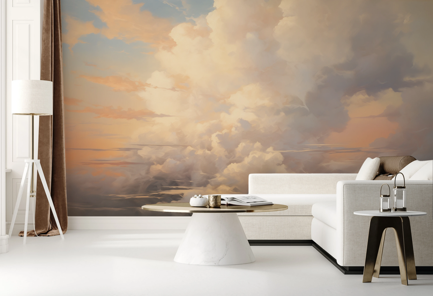 Wzór fototapety o nazwie Daybreak Delight pokazanej w kontekście pomieszczenia.