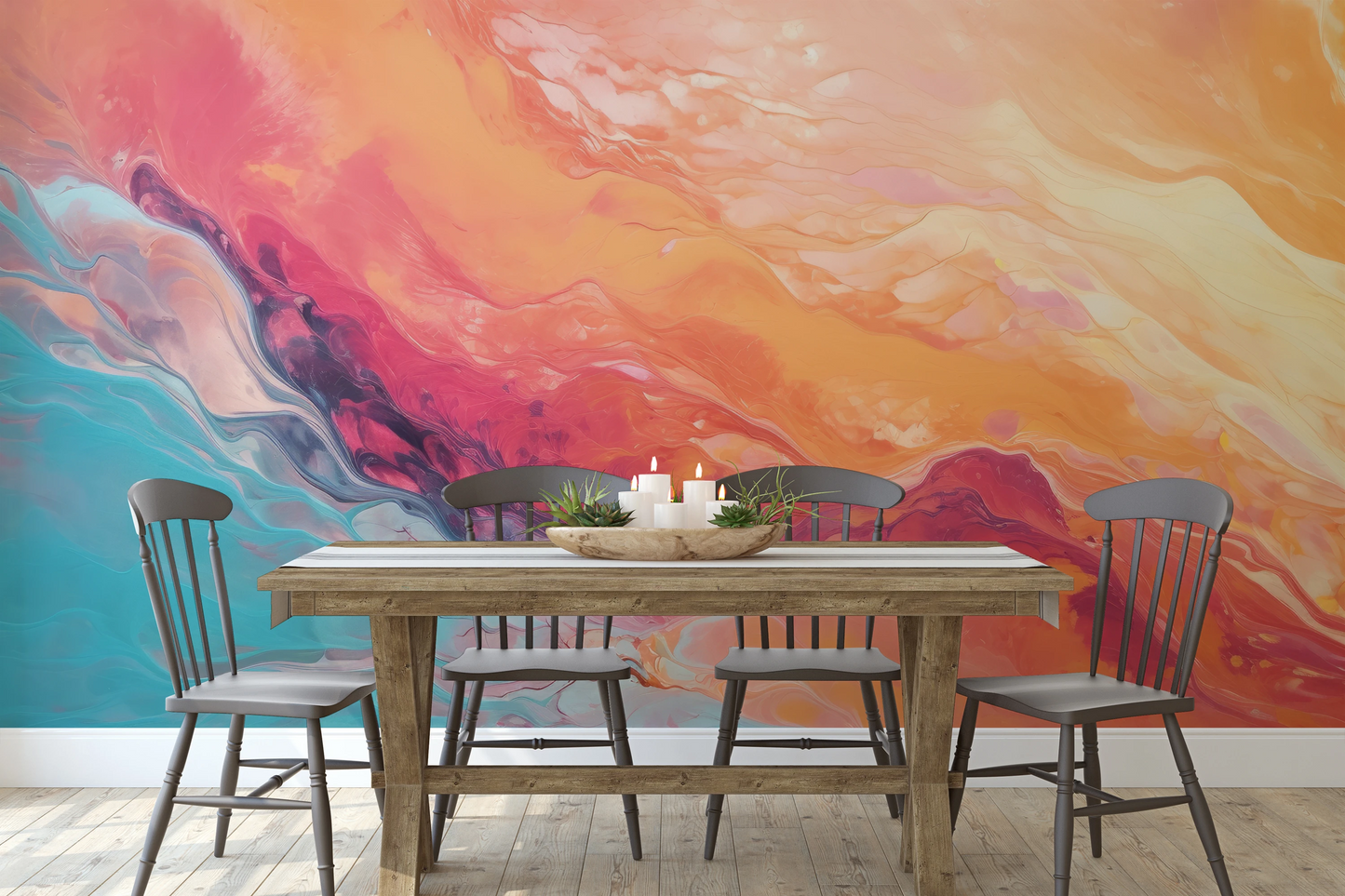 Fototapeta artystyczna o nazwie Neptune's Flow pokazana w aranżacji wnętrza.