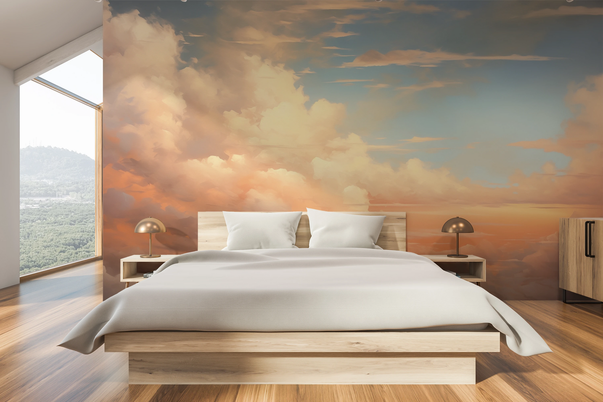 Fototapeta artystyczna o nazwie Tranquil Dawn #2 pokazana w aranżacji wnętrza.